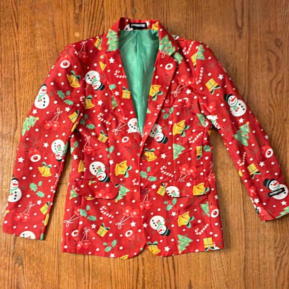 Suitmeister Men's M Red Christmas Print Blazer 38-40 Lined